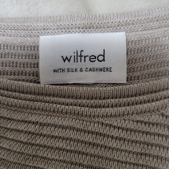 Aritzia Wilfred sz M-L Campanule Silk Cashmere Cotton Sweater Dress Grey Beige - Picture 5 of 15